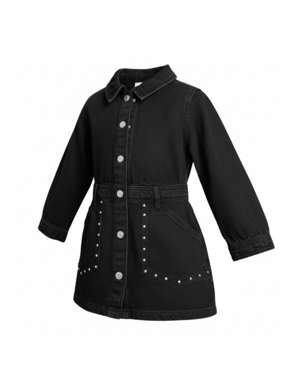 Zara Girls Black Stud-Accent Denim Jacket